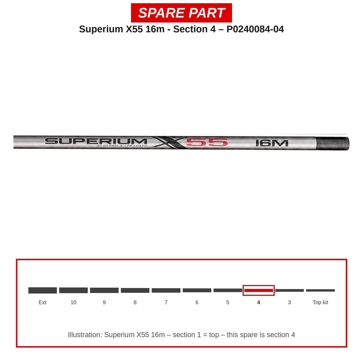 Preston Hengeldeel 4 voor Superium X55 16m vaste hengel – P0240084-04