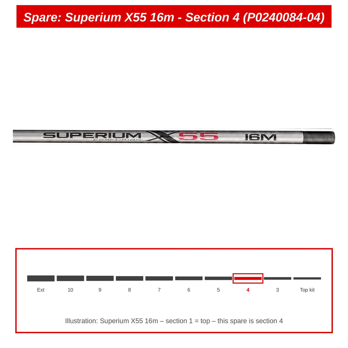 Preston Hengeldeel 4 voor Superium X55 16m vaste hengel – P0240084-04