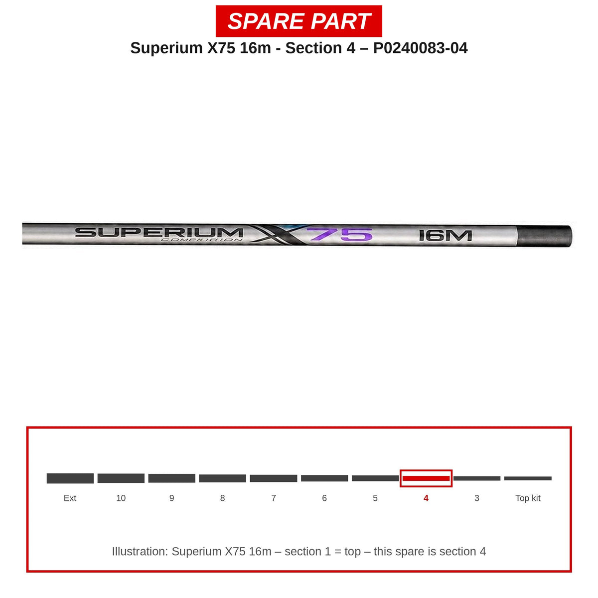 Preston Hengeldeel 4 voor Superium X75 16m vaste hengel – P0240083-04