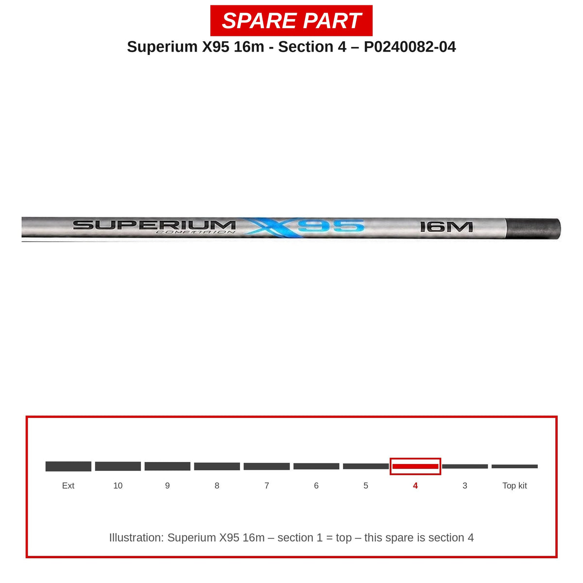 Preston Hengeldeel 4 voor Superium X95 16m vaste hengel – P0240082-04
