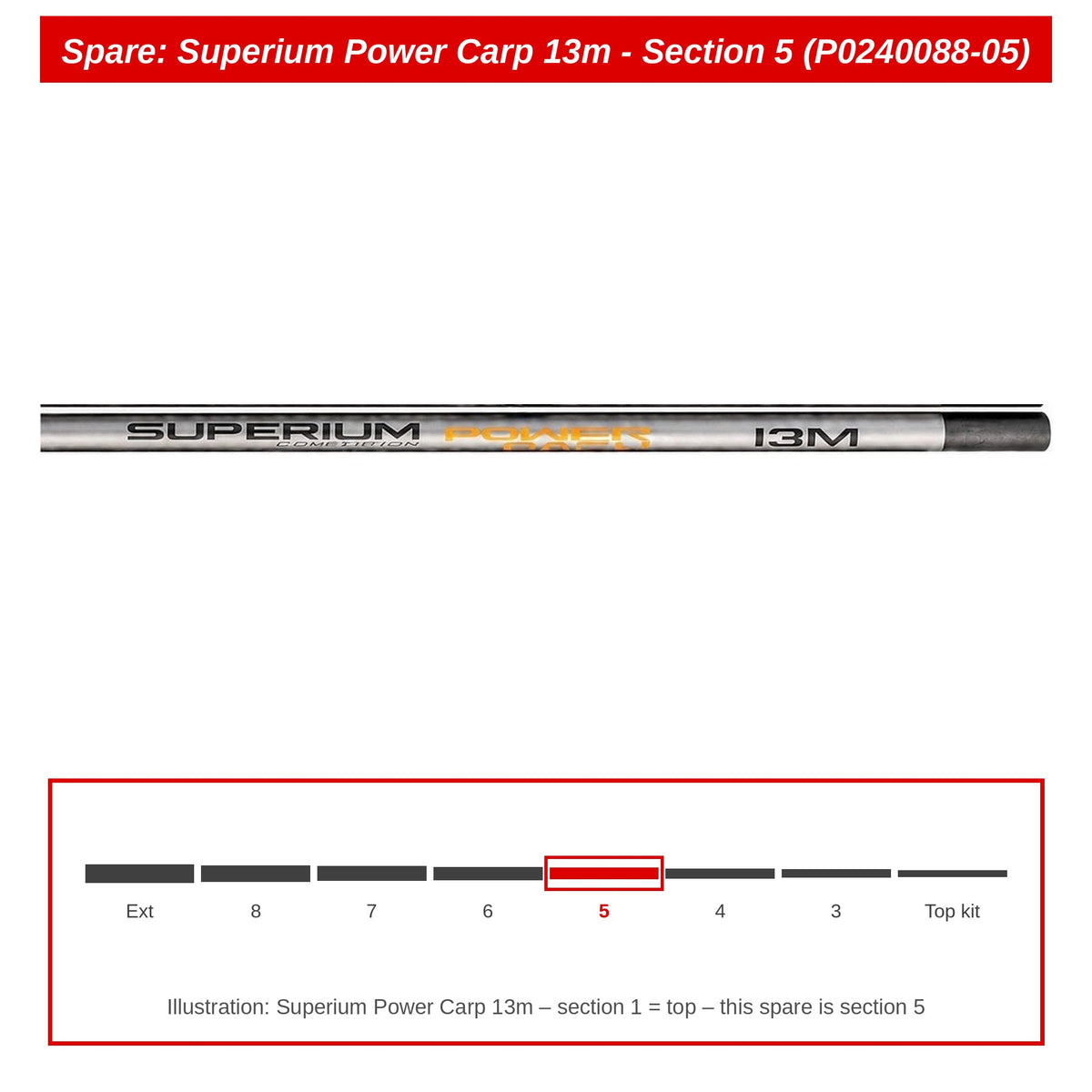 Preston Hengeldeel 5 voor Superium Power Carp 13m vaste hengel – P0240088-05