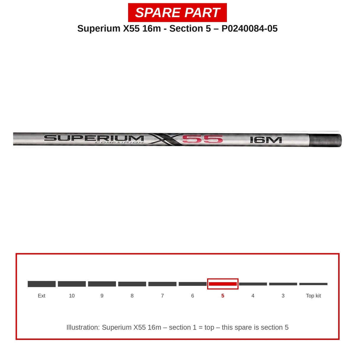 Preston Hengeldeel 5 voor Superium X55 16m vaste hengel – P0240084-05