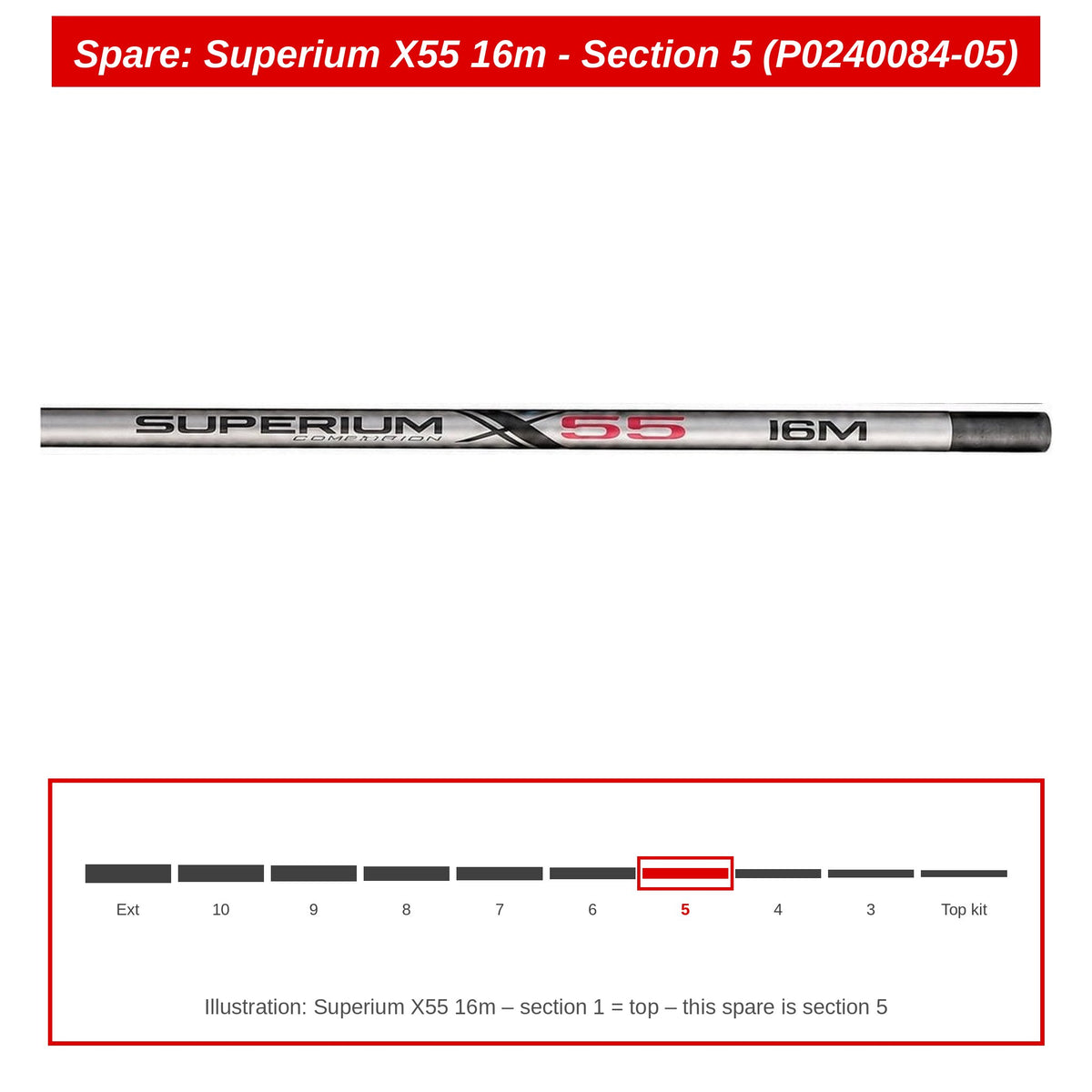 Preston Hengeldeel 5 voor Superium X55 16m vaste hengel – P0240084-05