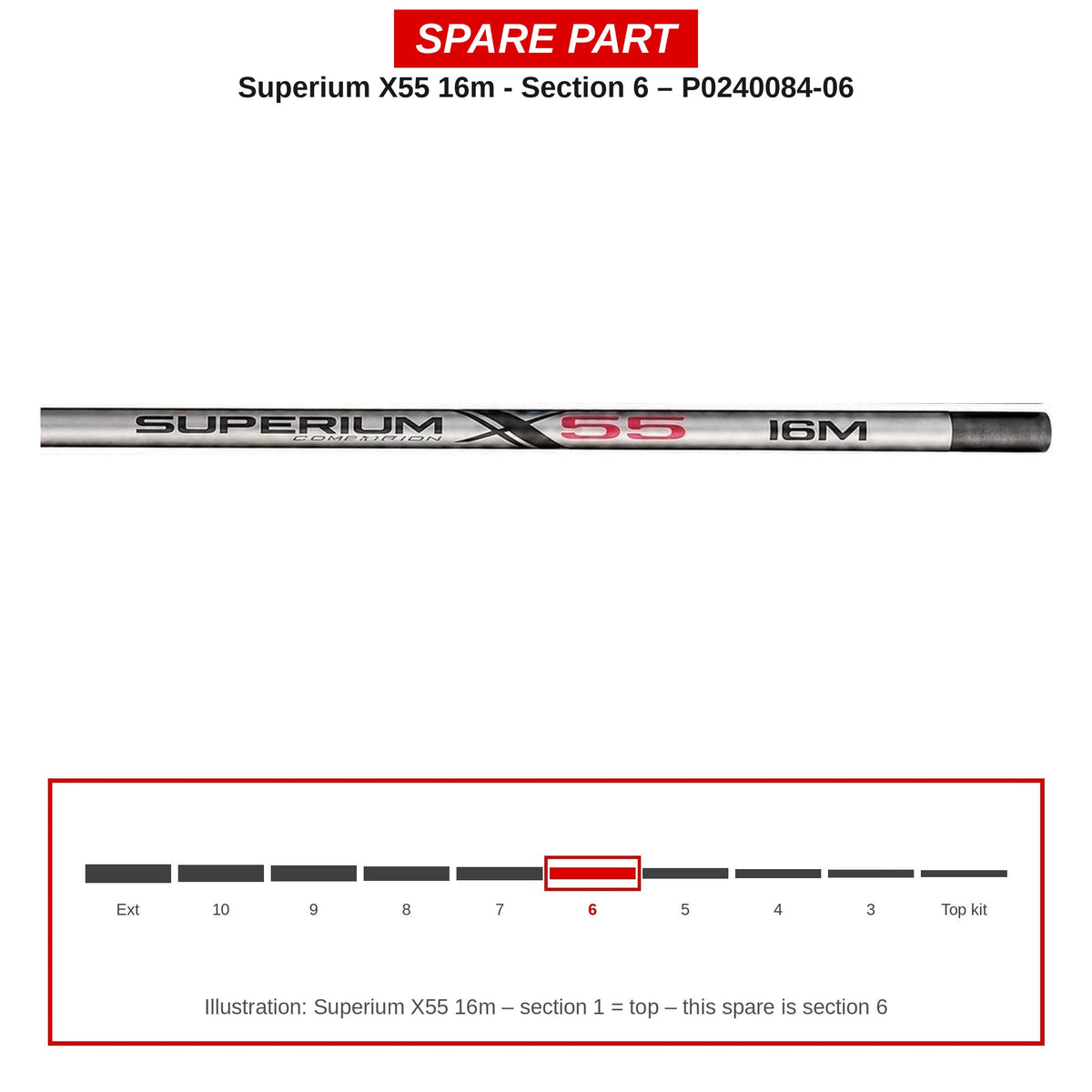 Preston Hengeldeel 6 voor Superium X55 16m vaste hengel – P0240084-06