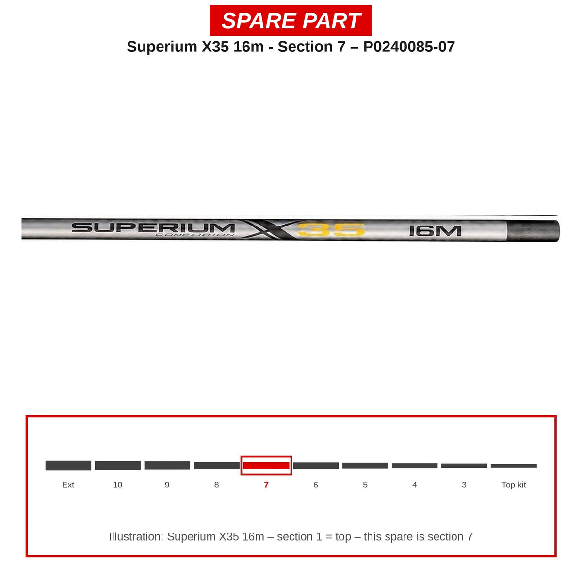 Preston Hengeldeel 7 voor Superium X35 16m vaste hengel – P0240085-07