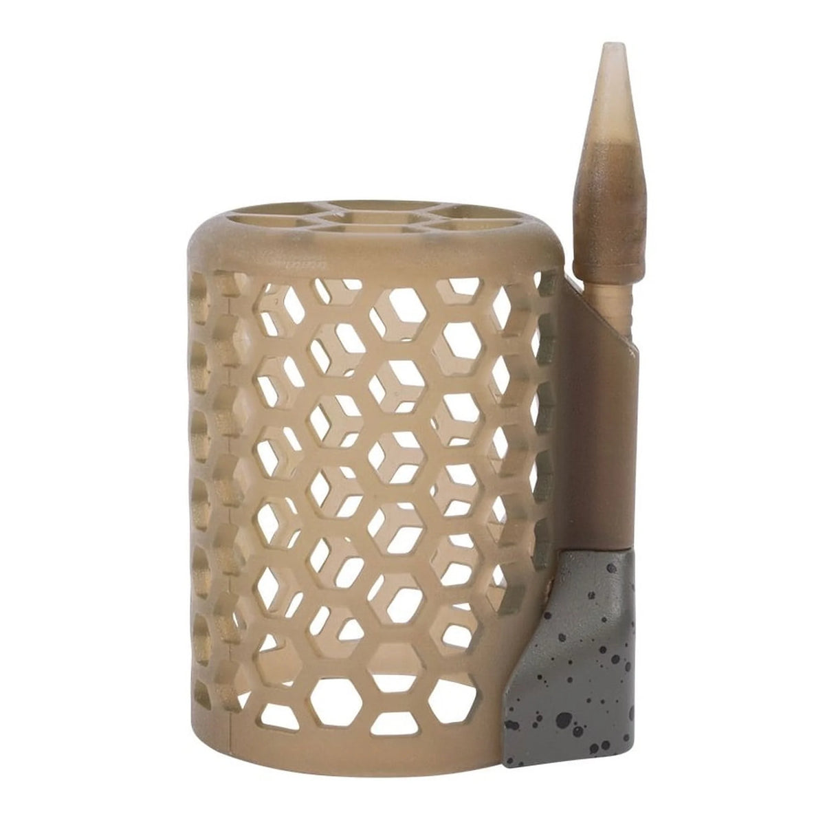 Zijaanzicht van een Preston ICS Bait Up Feeder met gewicht