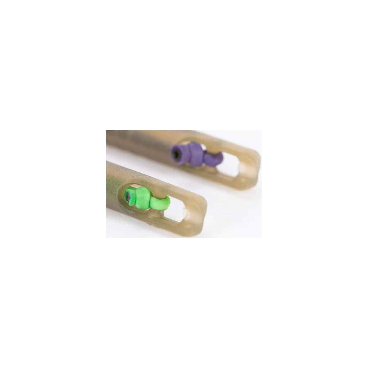 Preston ICS Elasticated Stem Kits groene en paarse connectors close-up