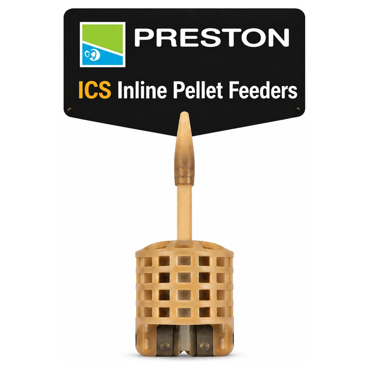 Preston ICS Inline Pellet Feeder met productlabel