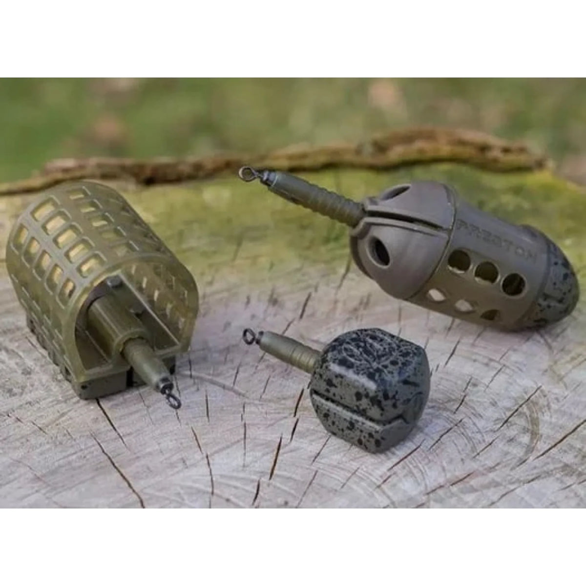 Preston ICS Swivel Stem Kit Short gemonteerd op ICS feeders en loodgewicht