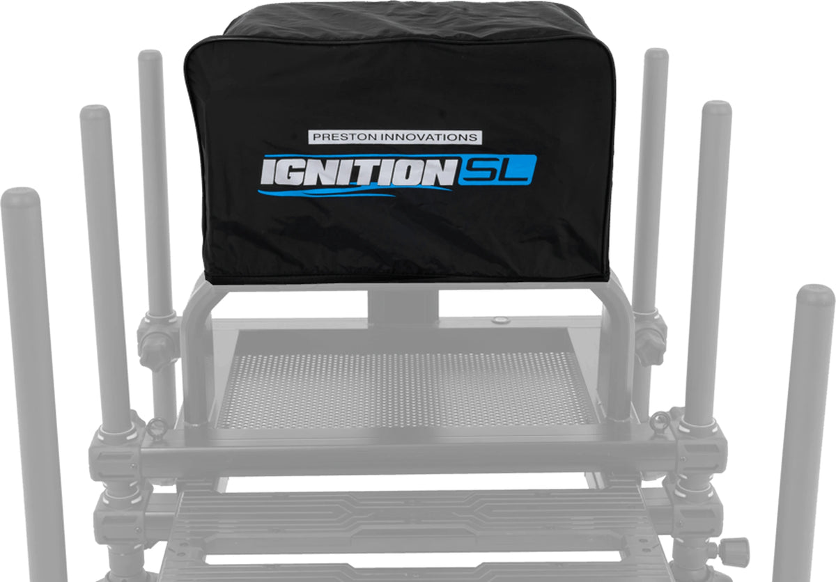 Preston Ignition SL Seat Cover – beschermhoes op de zitkist met de stoelpoten en het frame zichtbaar