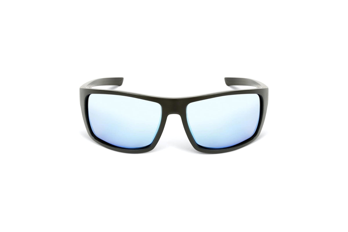 Preston Inception Wrap Ice Blue Lens: volledig vooraanzicht van het frame, de neusbrug en ijsblauwe glazen
