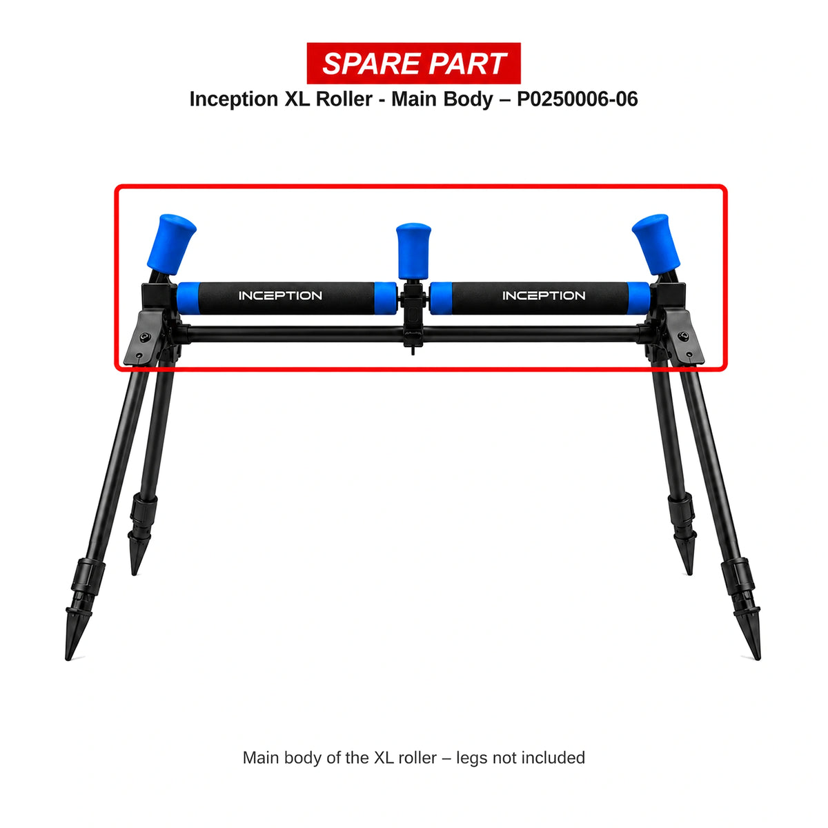 Preston Inception XL afsteekroller met rood kader rond reservehoofdbehuizing P0250006-06; poten niet inbegrepen