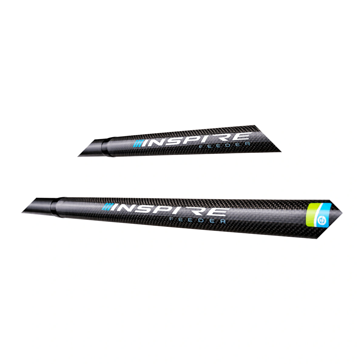 Preston Inspire Feeder – twee horizontale hengelblanks met originele modelopdruk en carbonstructuur