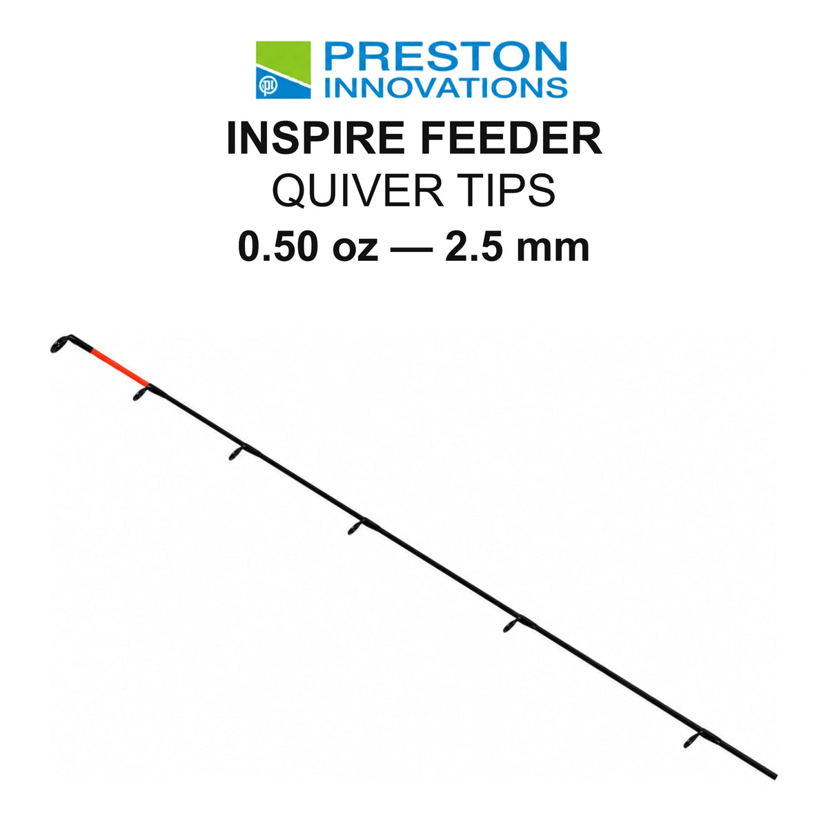Preston Inspire Feeder Quiver Tip 0.50 oz 2.5 mm P0070088 op witte achtergrond