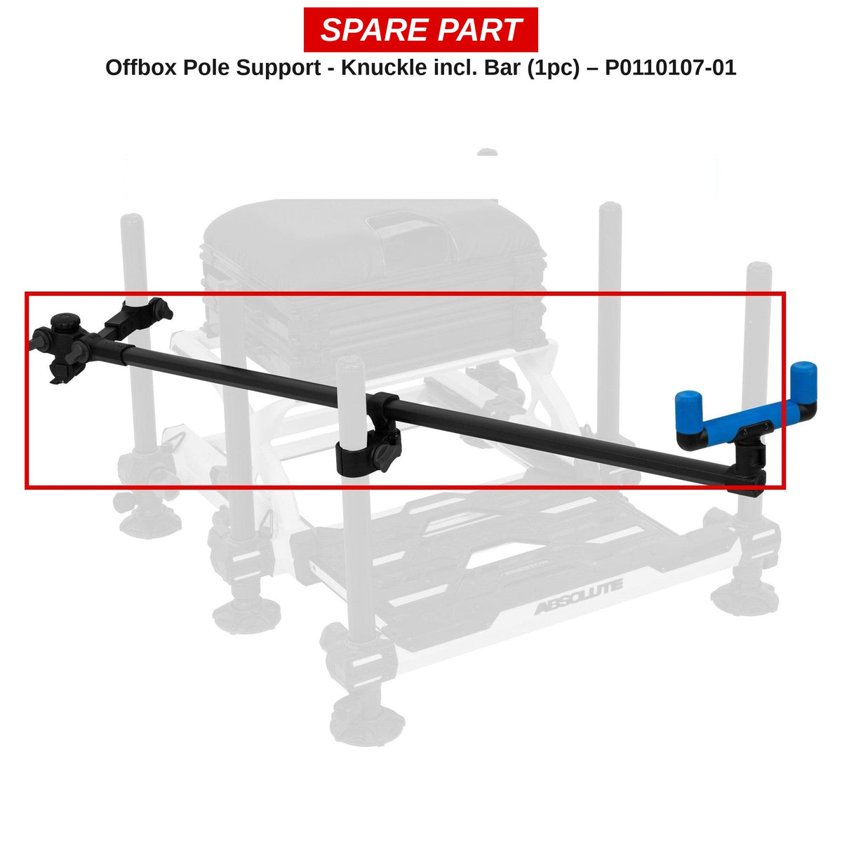 Preston Knuckle met stang voor Offbox Pole Support System – P0110107-01