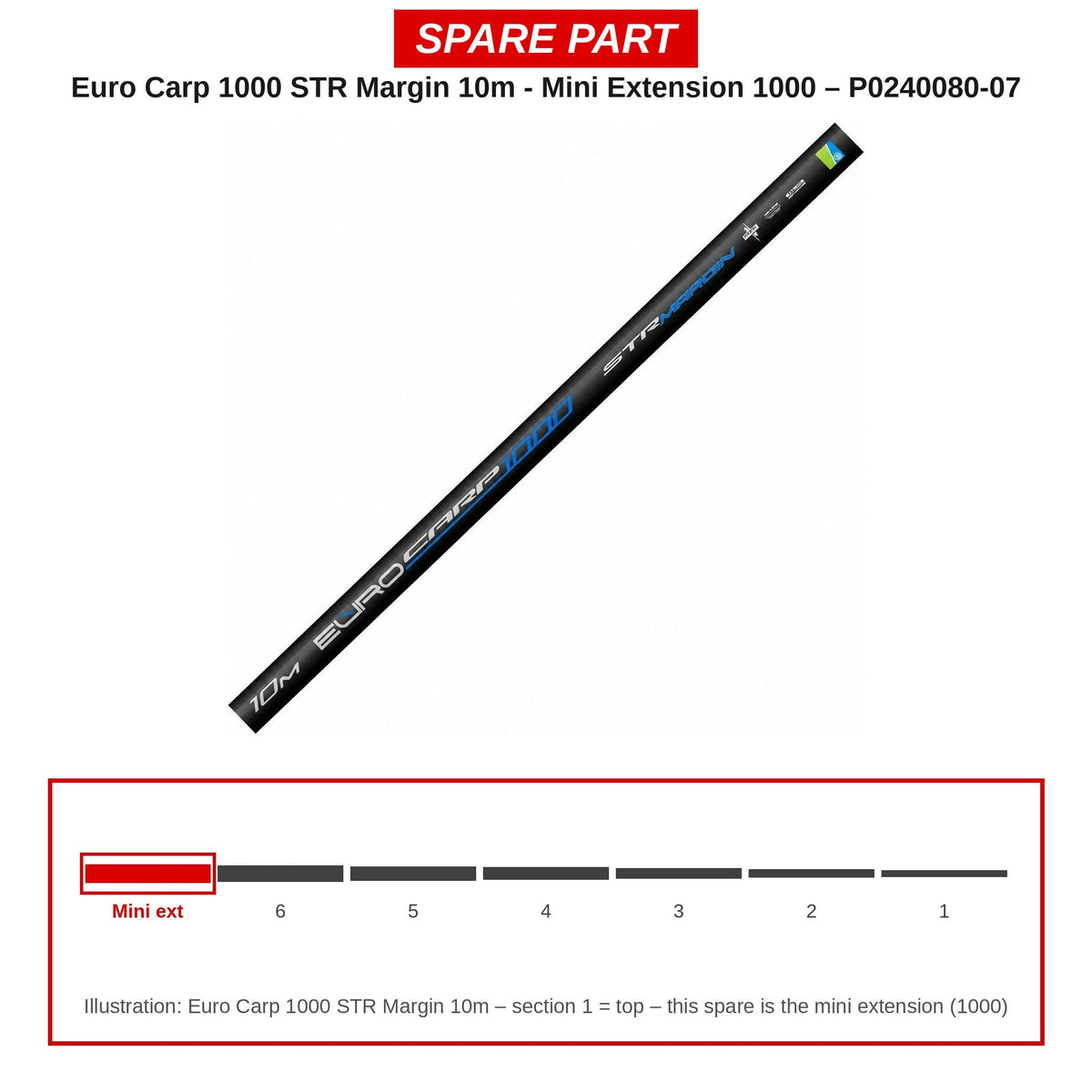 Preston Mini-verlengdeel 1000 voor Euro Carp 1000 STR Margin vaste hengel – P0240080-07