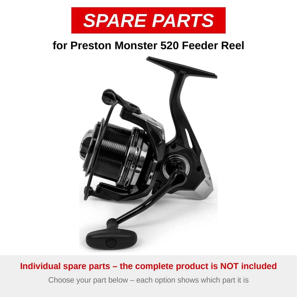 Preston Monster 520 Feeder Reel – onderdelen (P0010054)