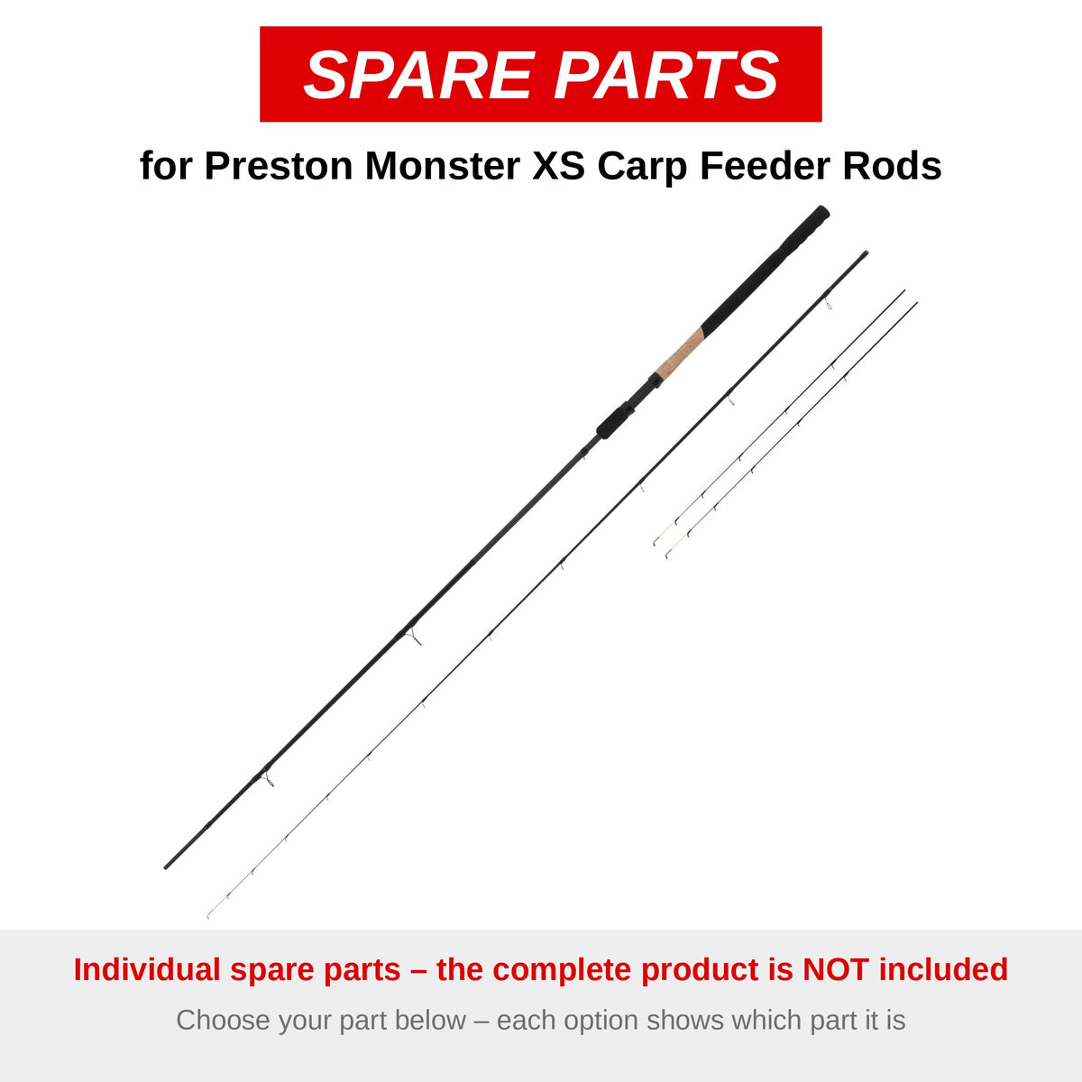 Preston Monster XS Carp Feeder Rods Sections – onderdelen (P0070104)