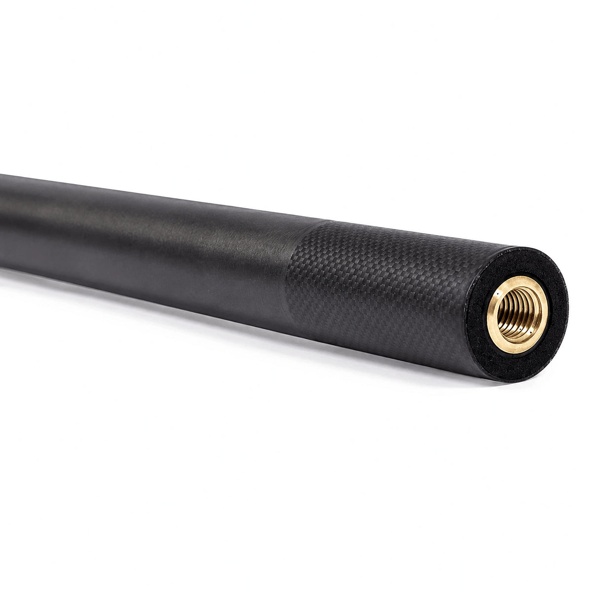 Preston Monster XTR Pro schepnetsteel, detail van de carbon aansluiting en messing binnenschroefdraad