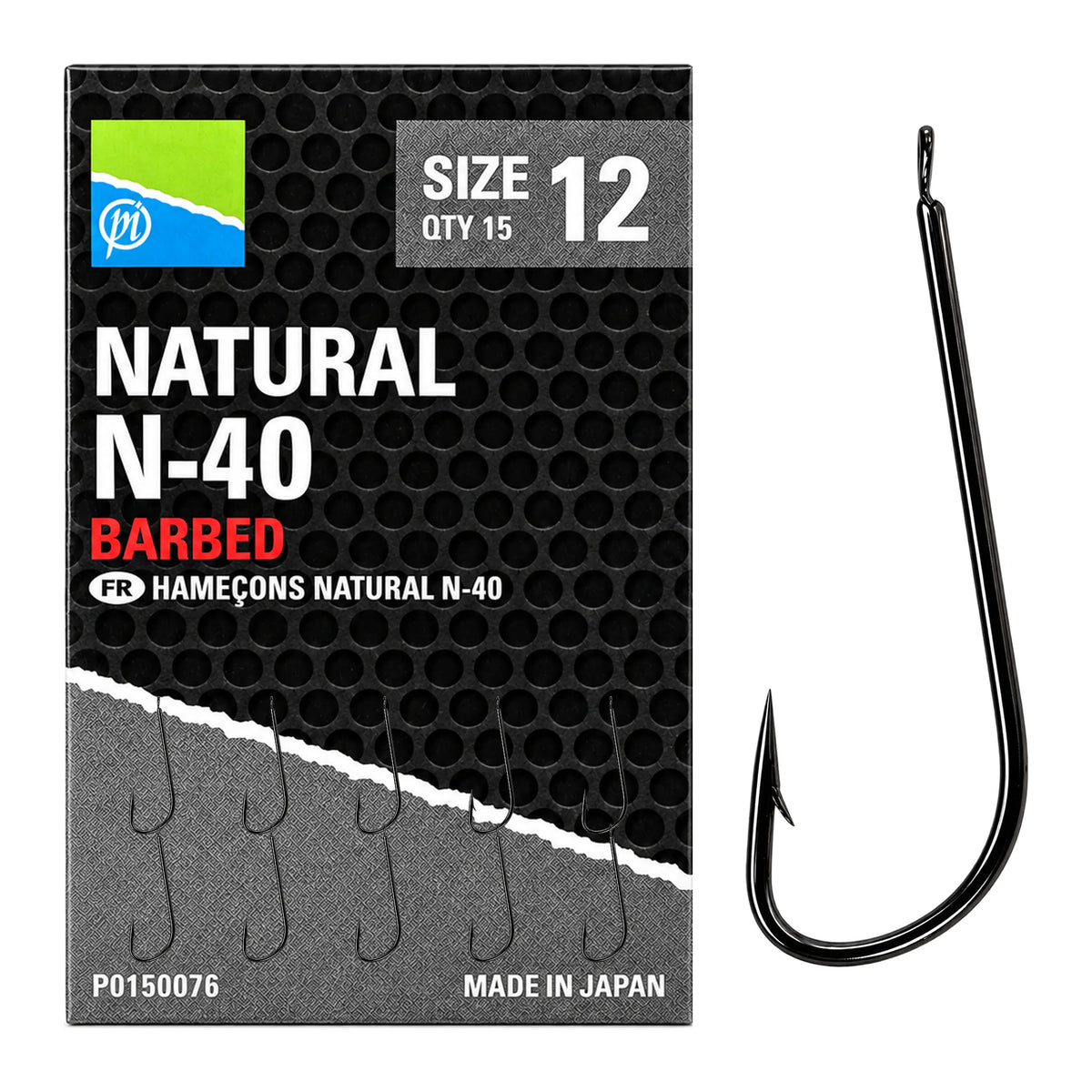 Preston Natural N-40 Barbed – haak met weerhaak, maat 12