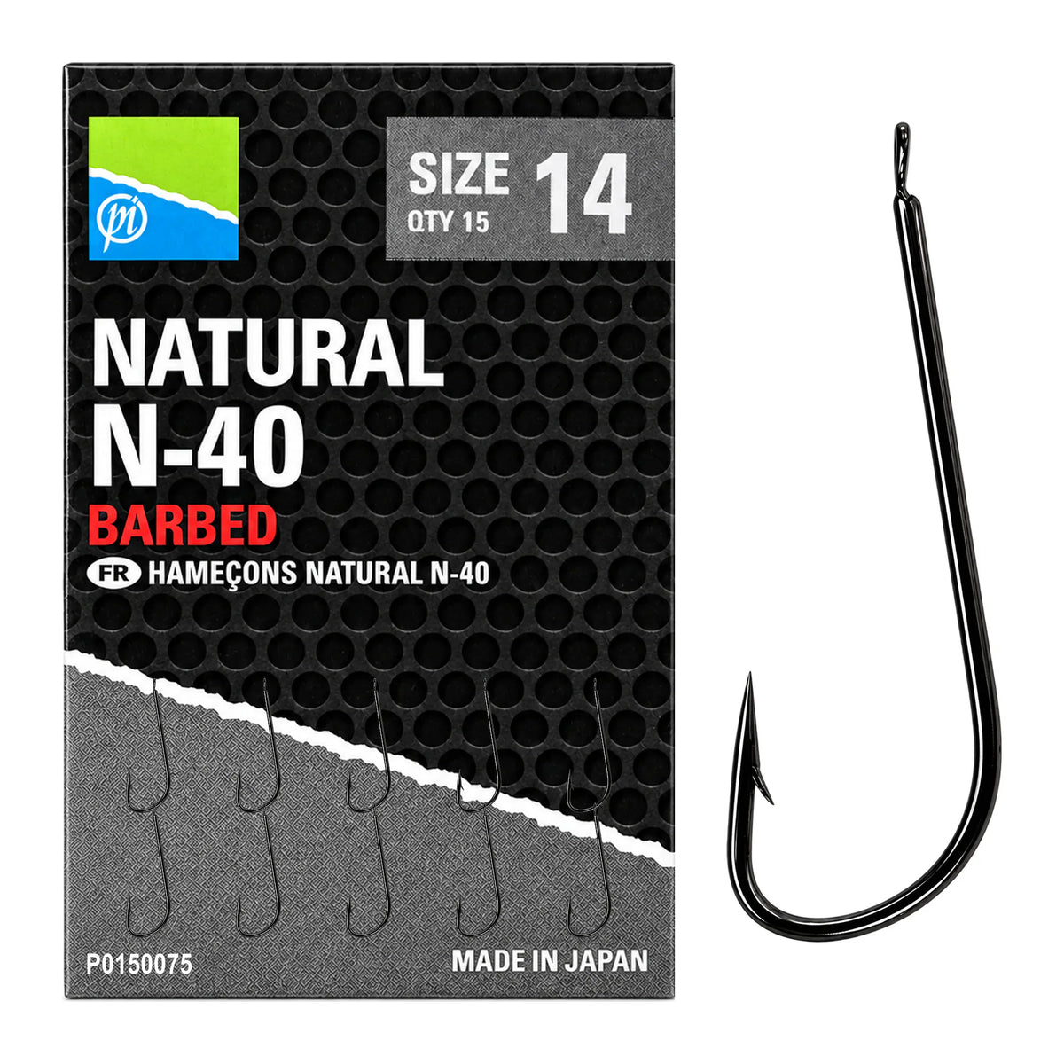 Preston Natural N-40 Barbed – haak met weerhaak, maat 14