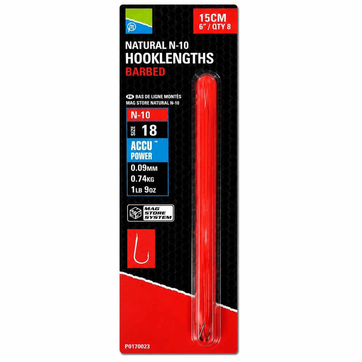 Preston Natural N-10 Hooklengths Barbed 6 inch – 15 cm onderlijnen met weerhaak, haak 18 en 0,09 mm