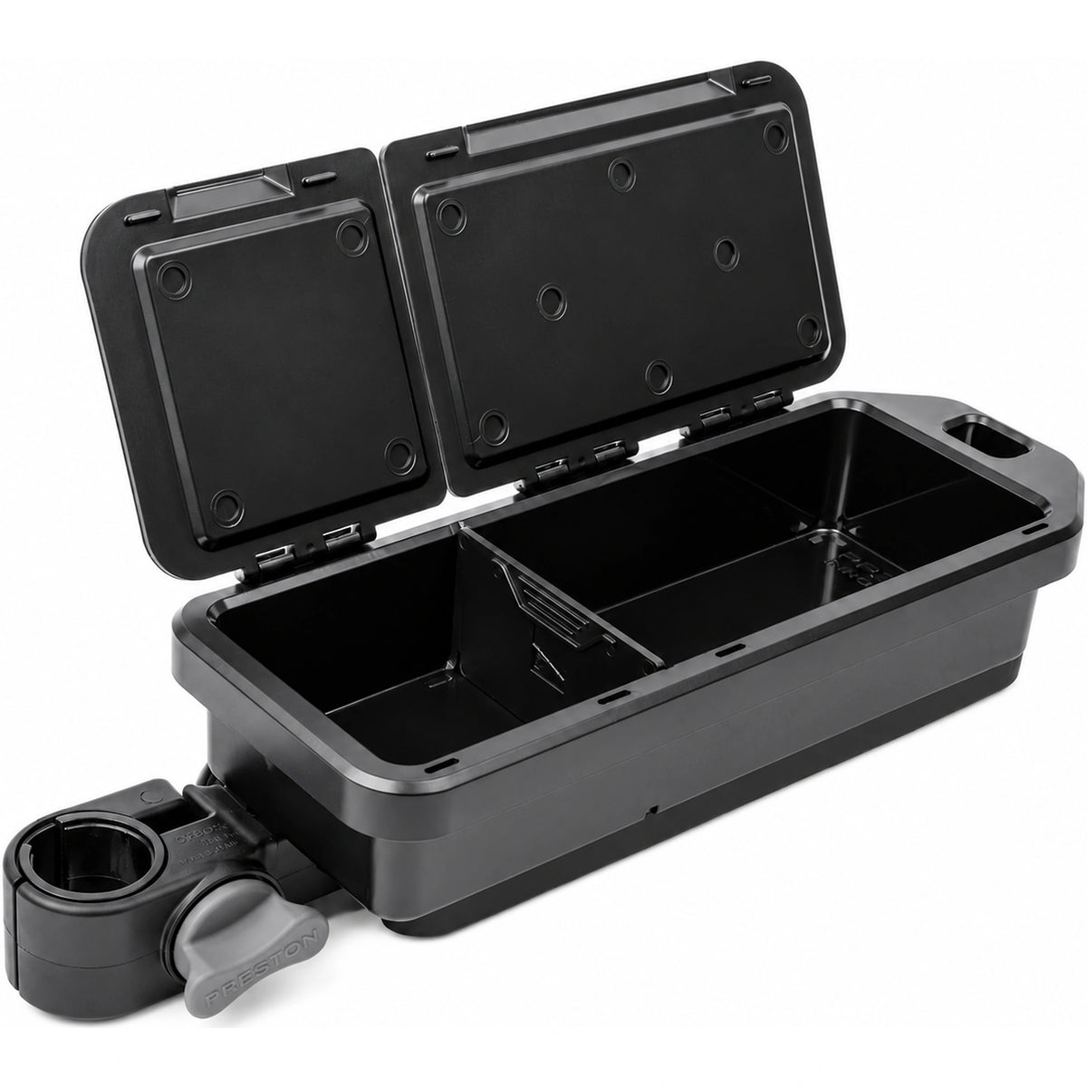 Preston Offbox Deluxe Accessory Tray – open accessoirebak met twee deksels en bevestigingsklem