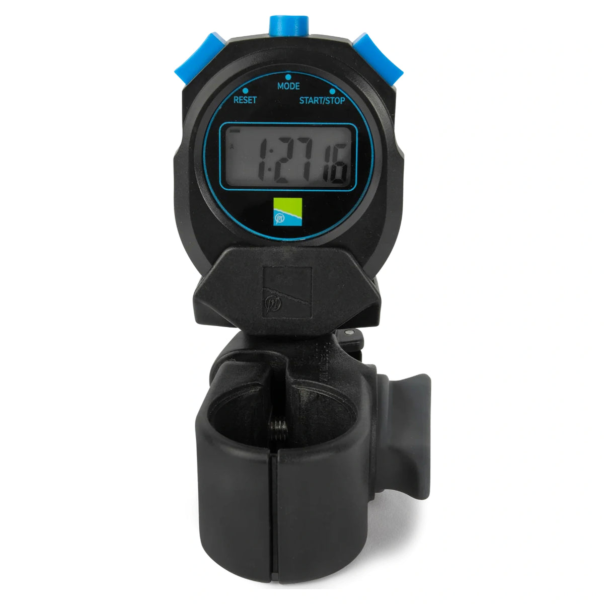 Preston Offbox Stopwatch met blauwe knoppen en zwarte paalklem