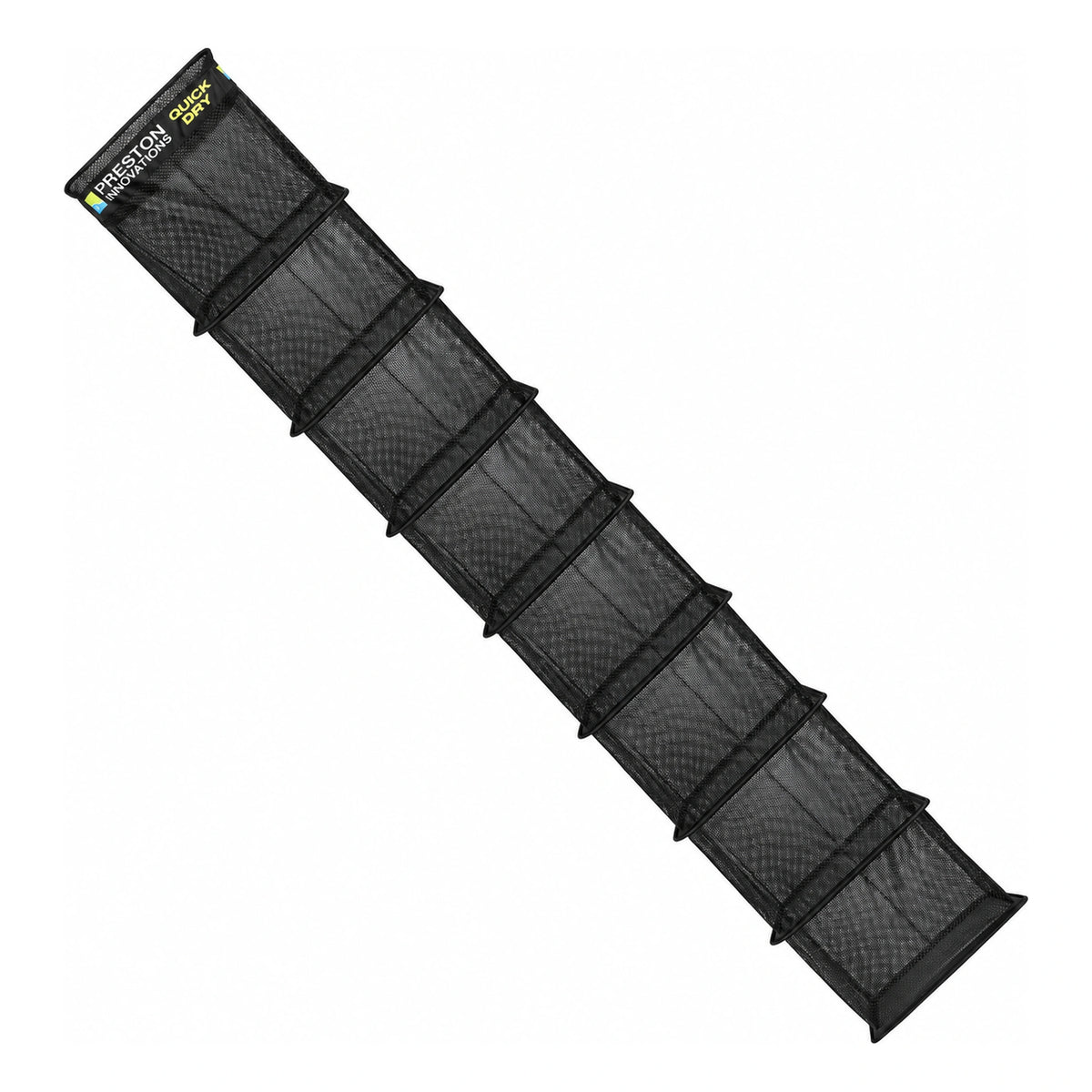 Preston Quick Dry Keepnet 2,5m (P0140021) – zwarte snel drogende leefnetuitvoering met rechthoekige ringen; officiële modelafbeelding.