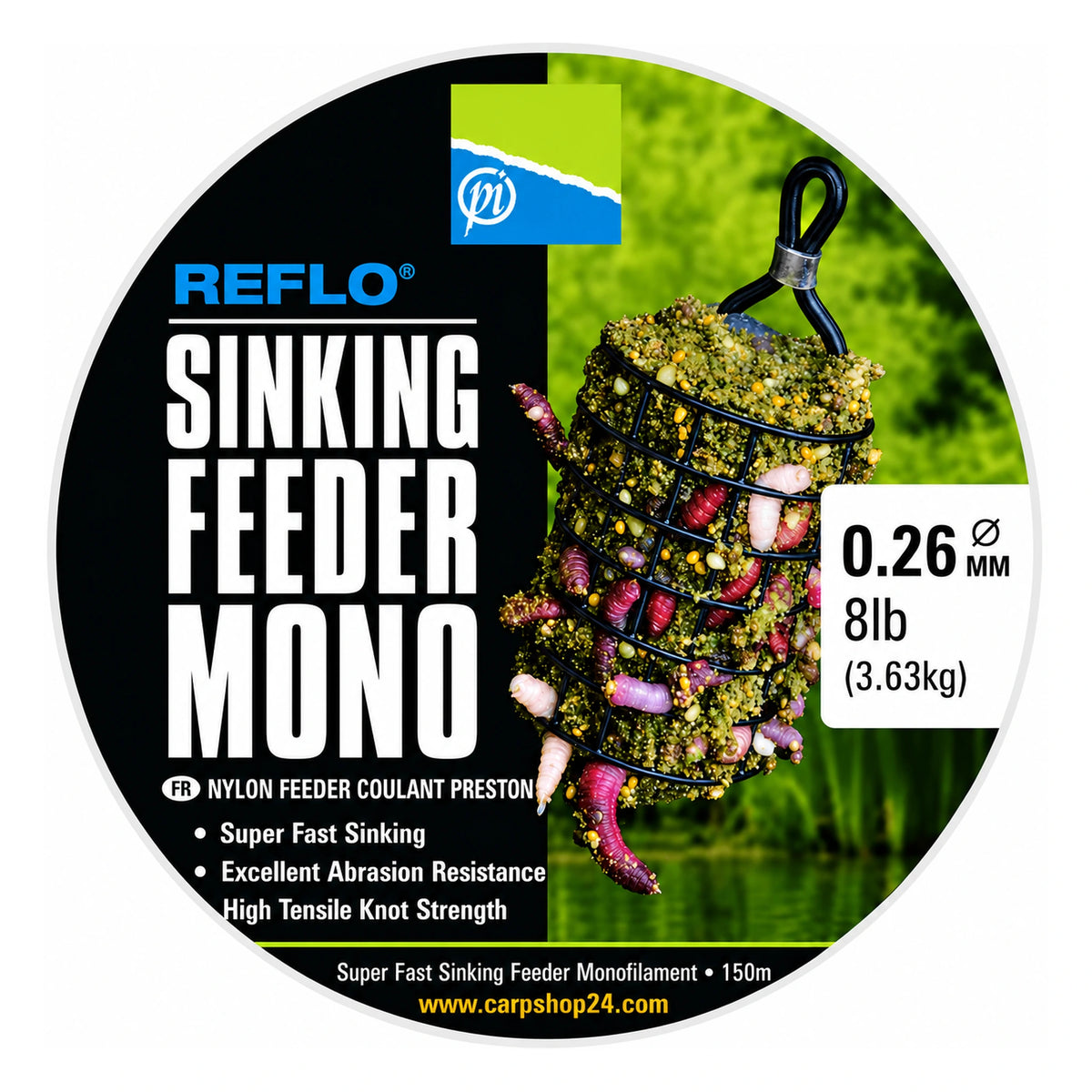 Preston_Reflo_Sinking_Feeder_Mono_Nylon_Draad-0.26mm