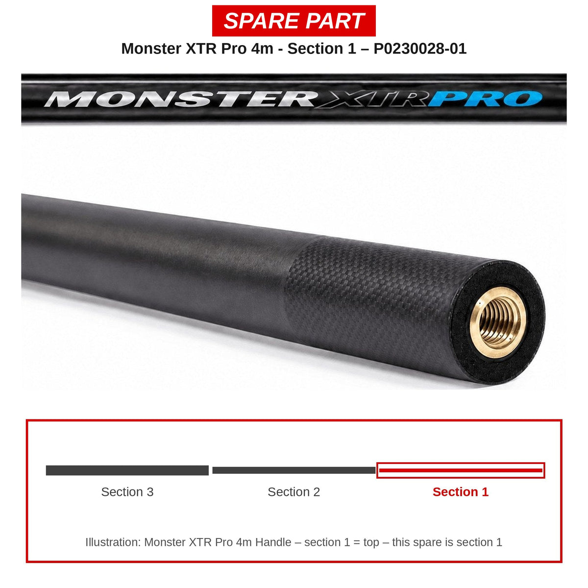 Preston Schepnetsteeldeel 1 voor Monster XTR Pro 4m schepnetsteel – P0230028-01