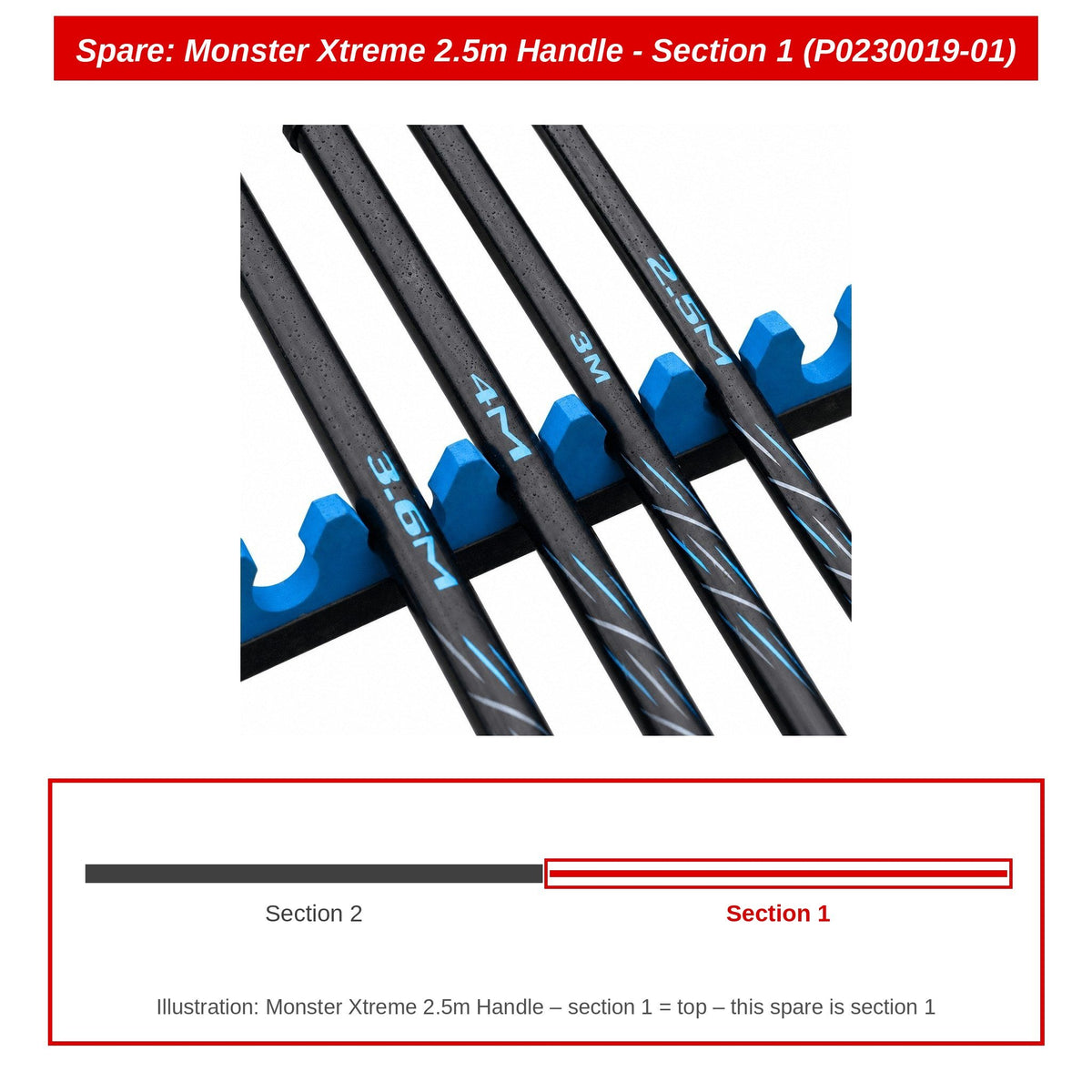 Preston Schepnetsteeldeel 1 voor Monster Xtreme 2.5m schepnetsteel – P0230019-01
