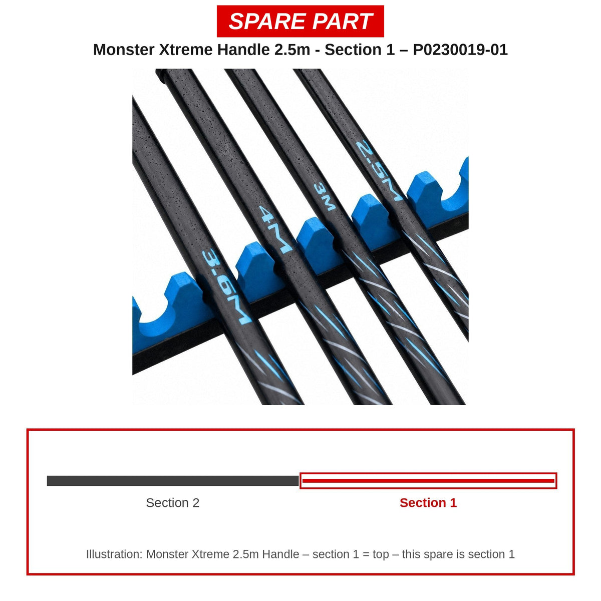 Preston Schepnetsteeldeel 1 voor Monster Xtreme 2.5m schepnetsteel – P0230019-01