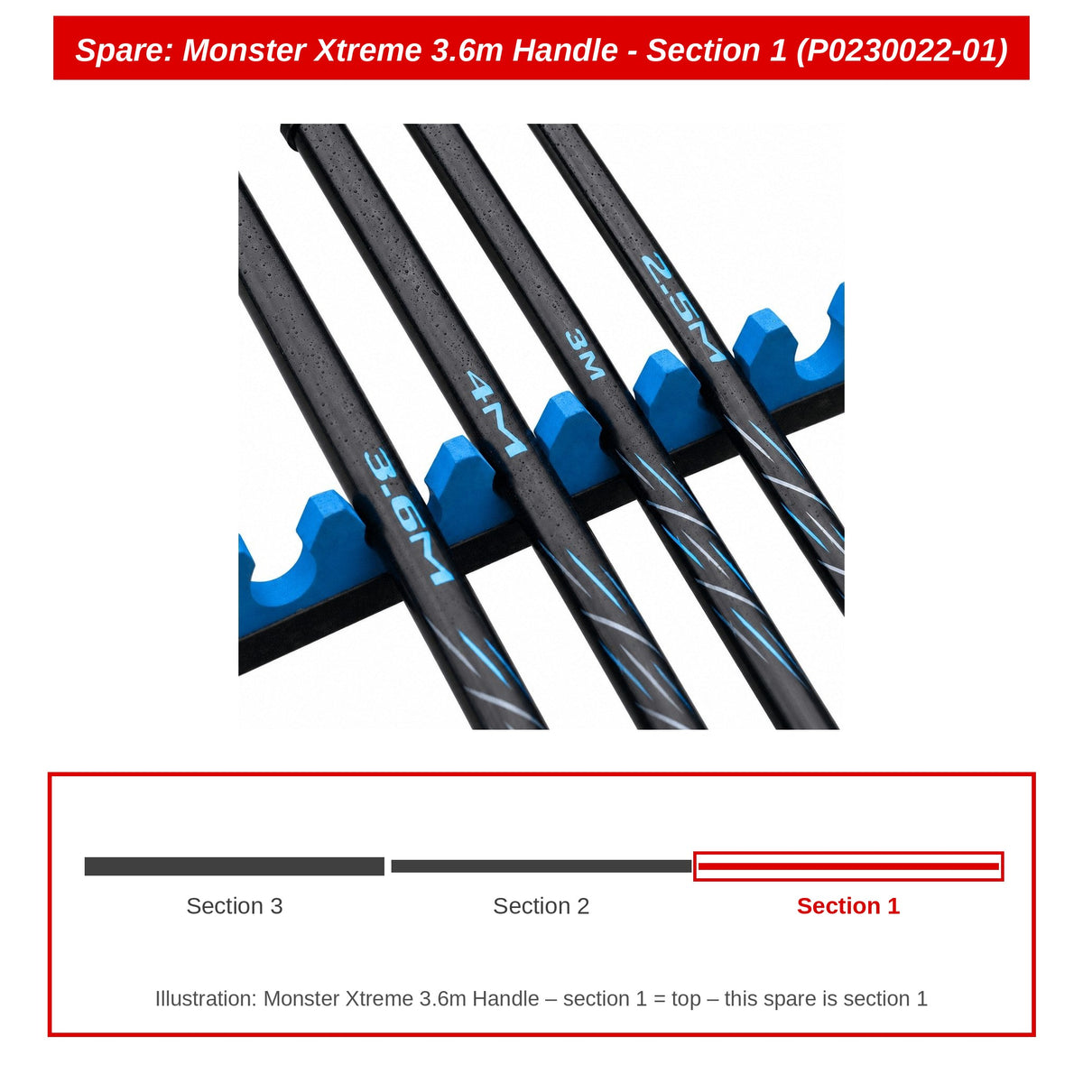 Preston Schepnetsteeldeel 1 voor Monster Xtreme XS 3.6m schepnetsteel – P0230022-01
