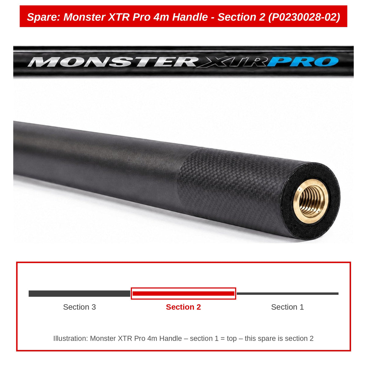 Preston Schepnetsteeldeel 2 voor Monster XTR Pro 4m schepnetsteel – P0230028-02