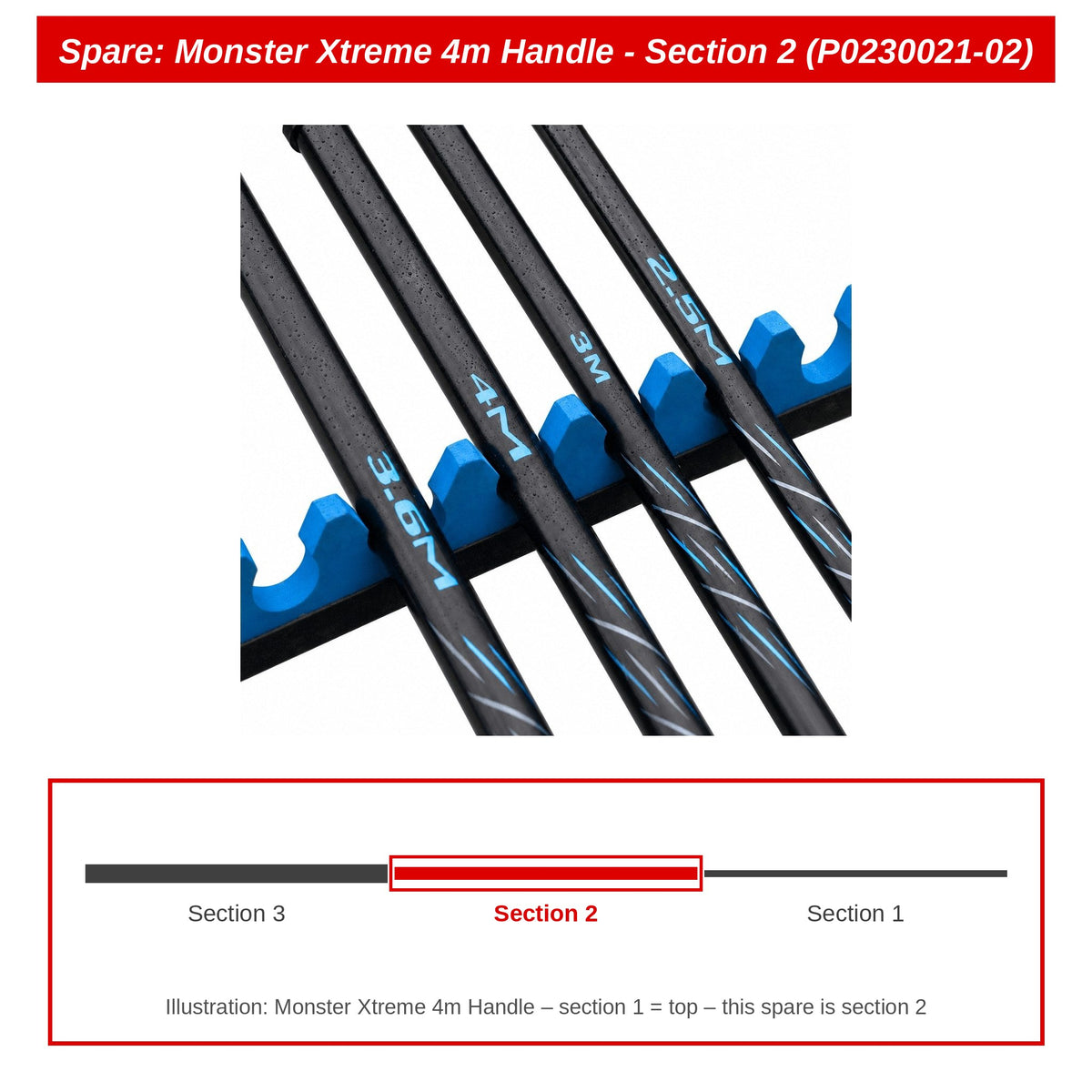 Preston Schepnetsteeldeel 2 voor Monster Xtreme 4m schepnetsteel – P0230021-02