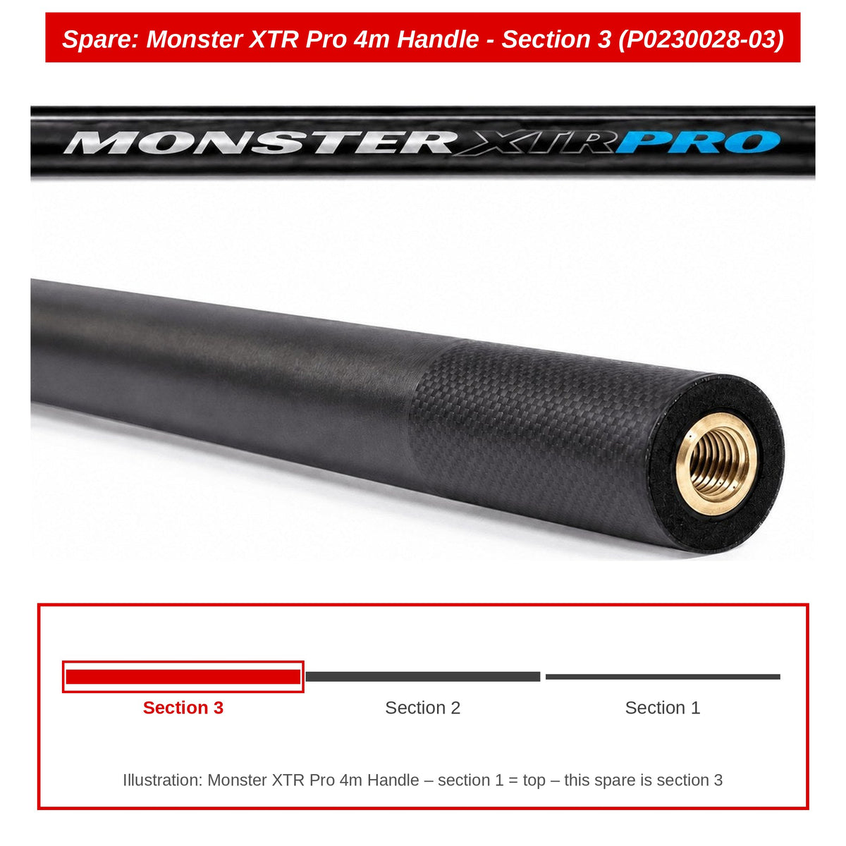 Preston Schepnetsteeldeel 3 voor Monster XTR Pro 4m schepnetsteel – P0230028-03