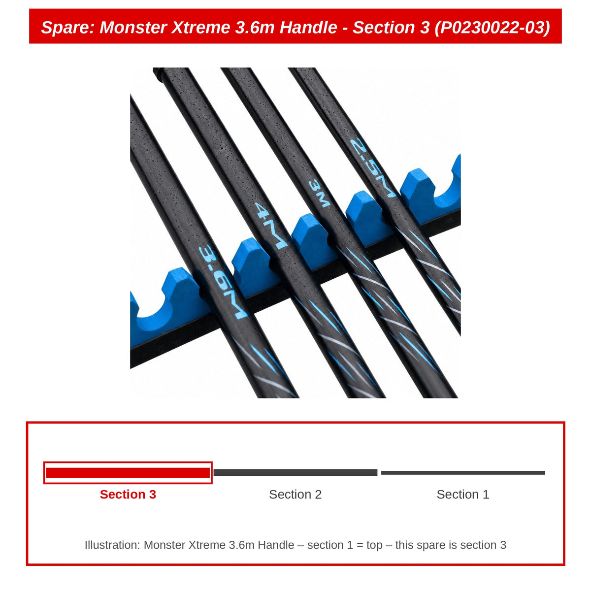 Preston Schepnetsteeldeel 3 voor Monster Xtreme XS 3.6m schepnetsteel – P0230022-03