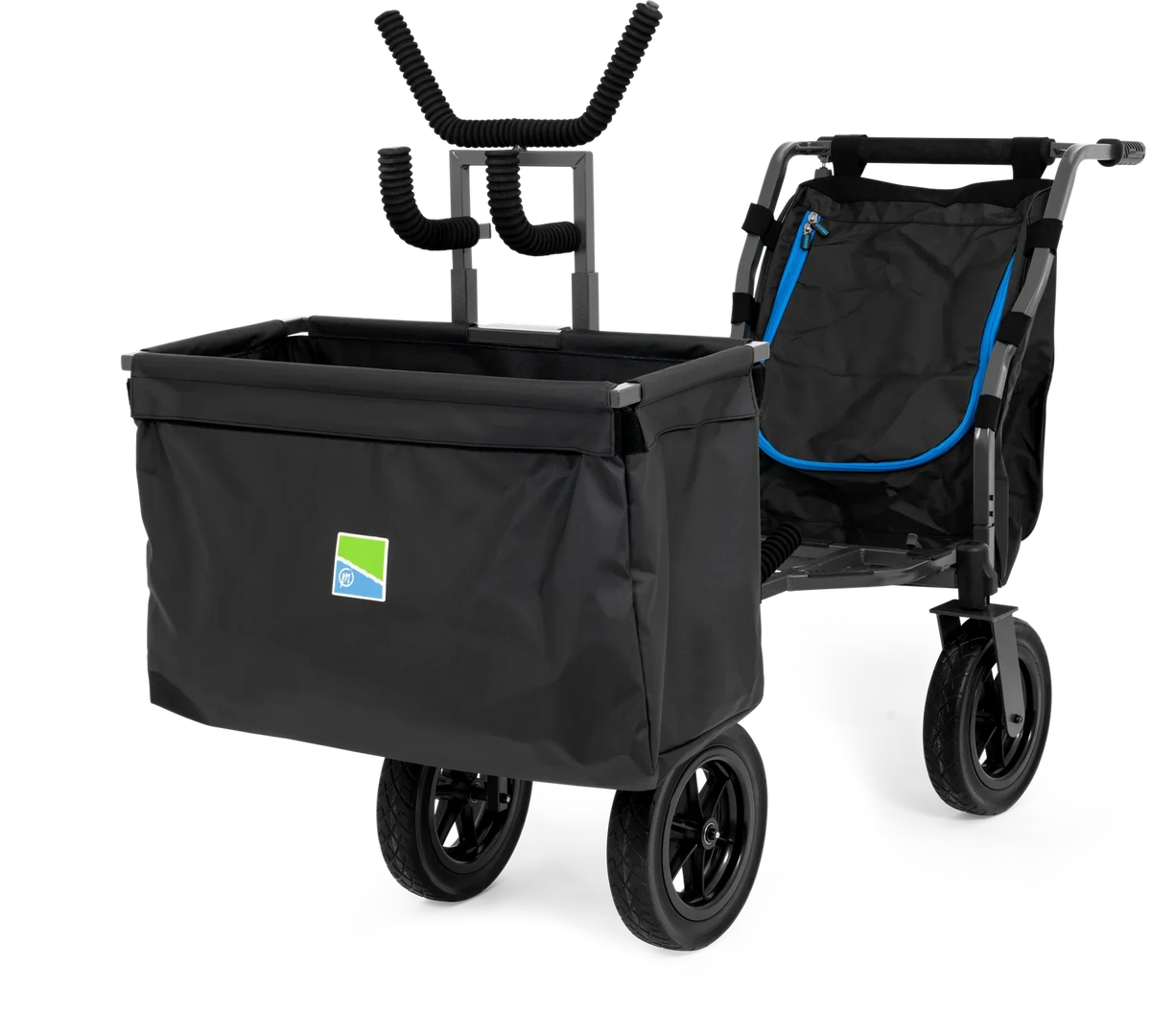 Preston Shuttle Net Bag gemonteerd vooraan op een transportkar - studiofoto