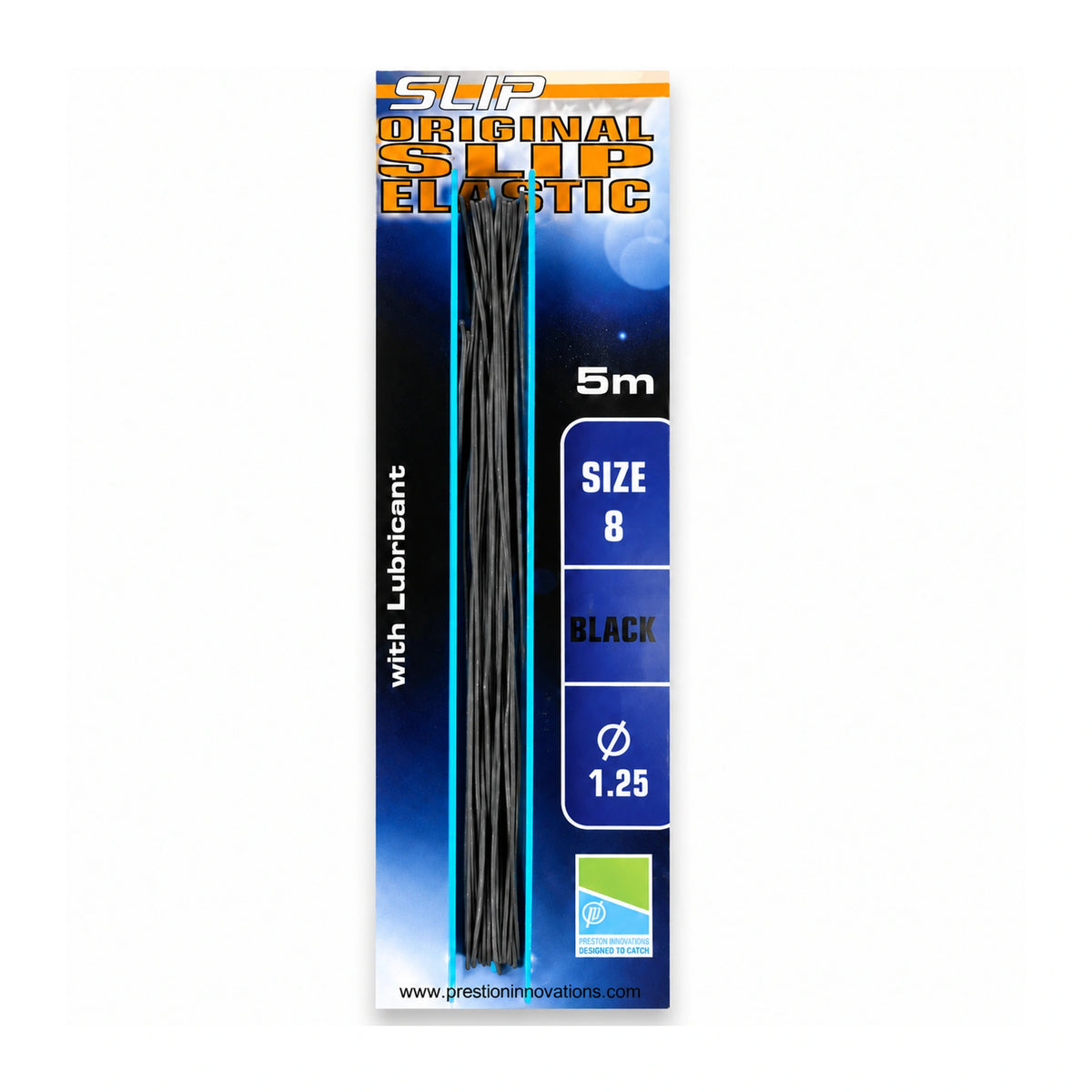 Preston Slip Elastic 5m maat 8 zwart 1.25 mm