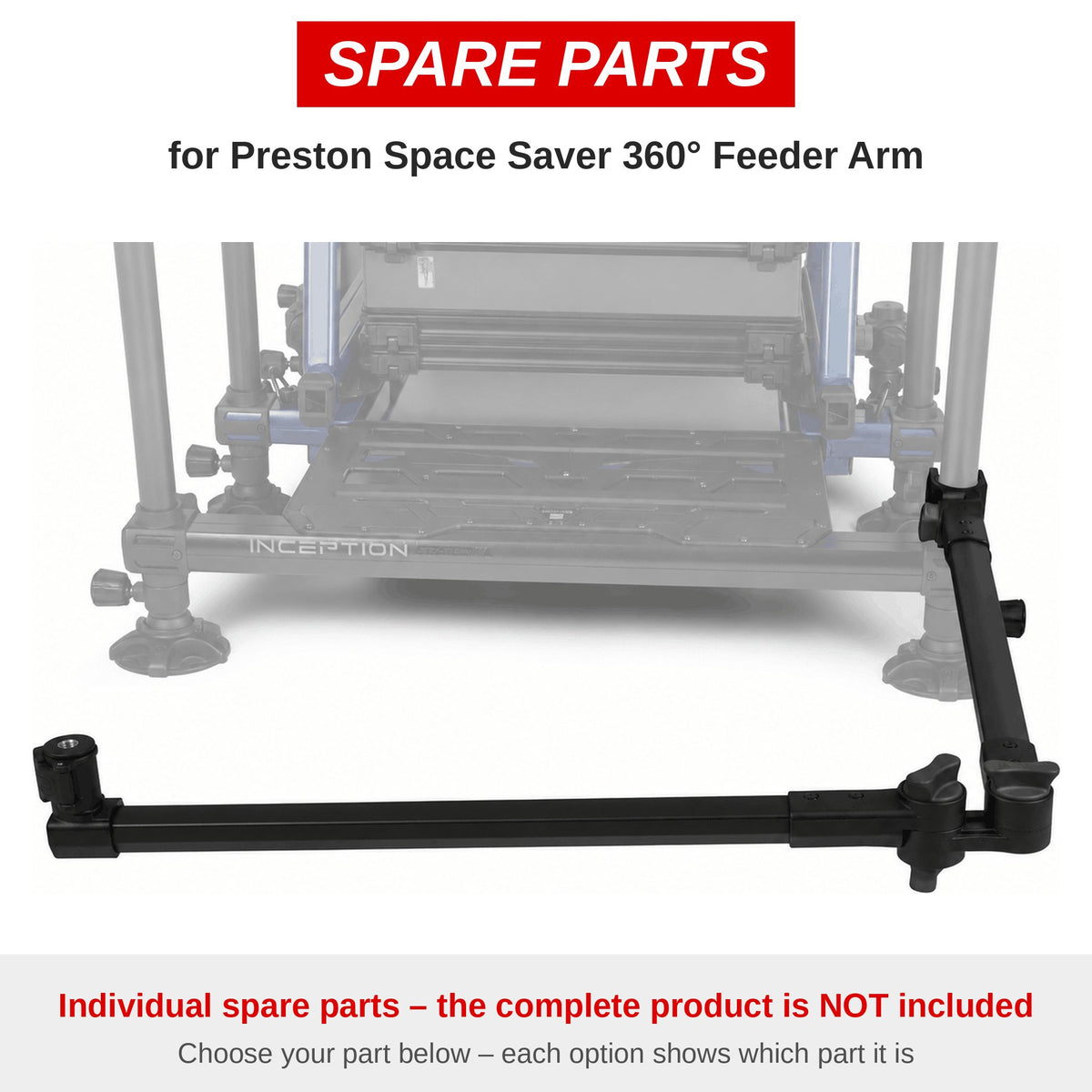 Preston Space Saver 360° Feeder Arm – onderdelen