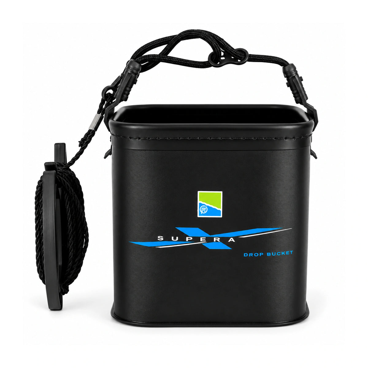 Preston Supera X Drop Bucket zwarte wateremmer met koord en koordhouder