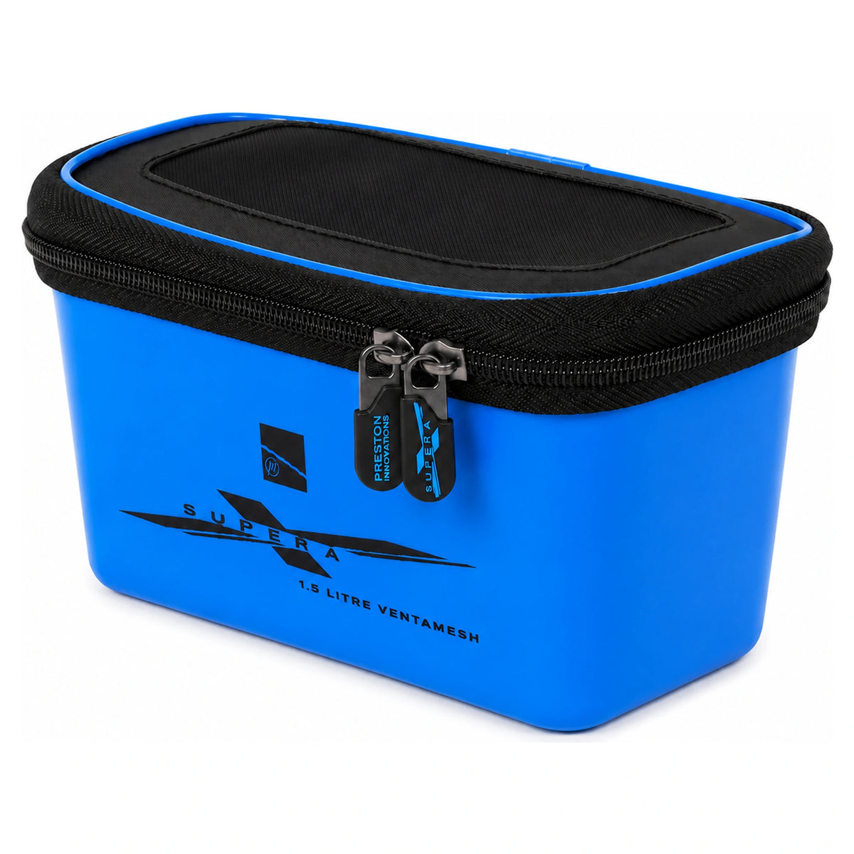 Blauwe Preston Supera X Ventamesh Tub 1.5 litre met zwart gaasdeksel
