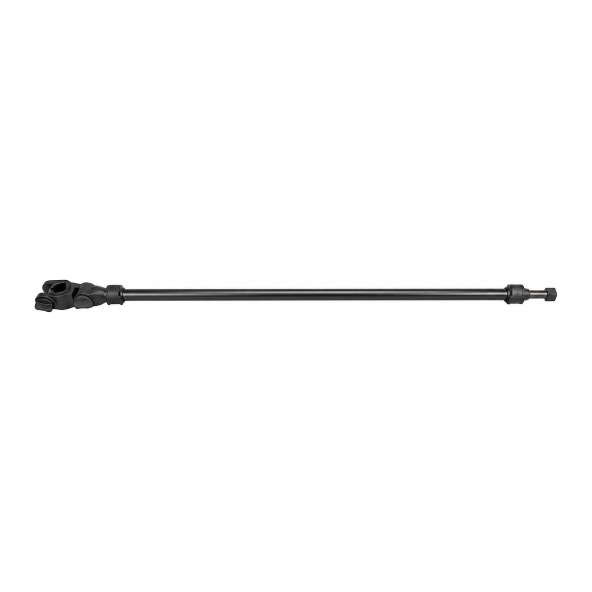 Preston Telescopic Snap-Lok Feeder Arm Long – lange zwarte telescopische feederarm met draaibare bevestigingsklem en eindconnector
