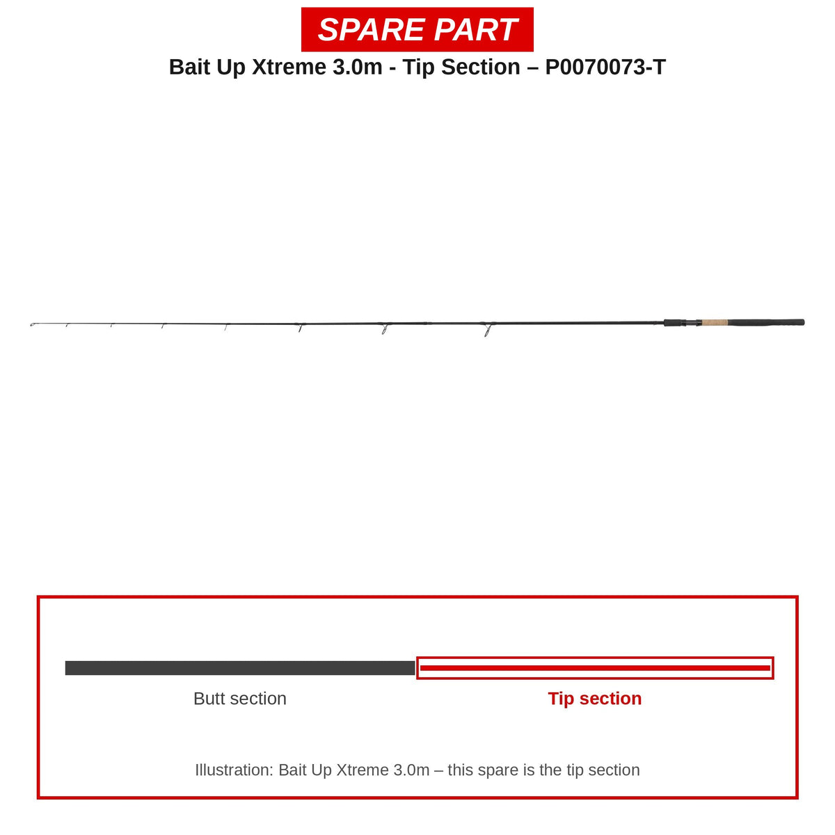 Preston Topdeel voor Bait Up Xtreme 3.0m voerhengel – P0070073-T