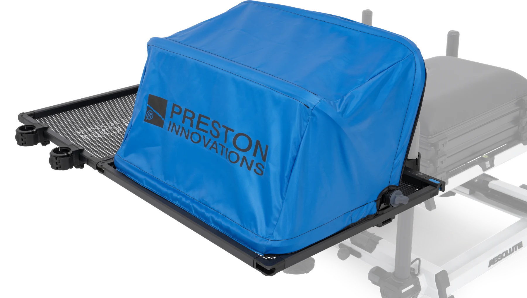 Preston Ventalite Hoodie Combi Side Tray – geopende kap en twee Ventamesh tafelbladen