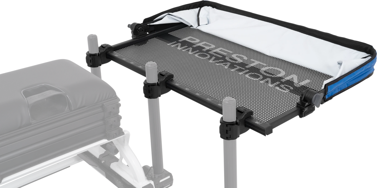 Preston Ventalite XXL Hoodie Side Tray – geopende kap en Ventamesh tafelblad
