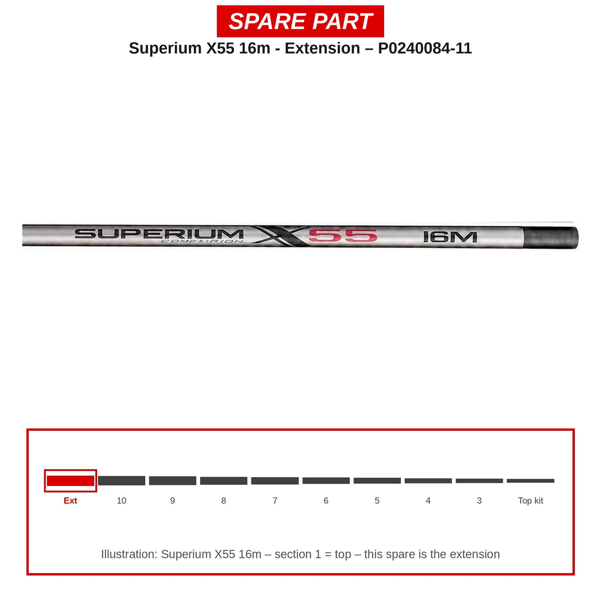 Preston Verlengdeel voor Superium X55 16m vaste hengel – P0240084-11