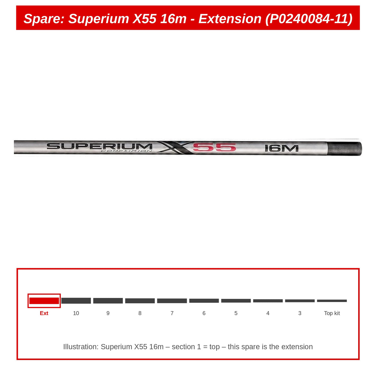 Preston Verlengdeel voor Superium X55 16m vaste hengel – P0240084-11