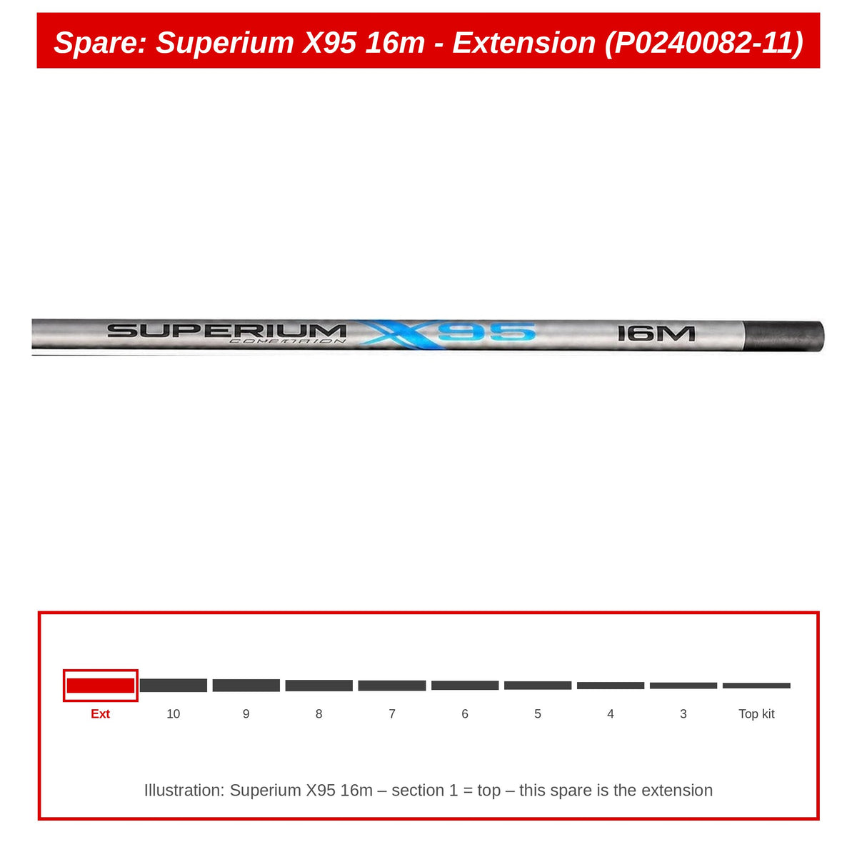 Preston Verlengdeel voor Superium X95 16m vaste hengel – P0240082-11